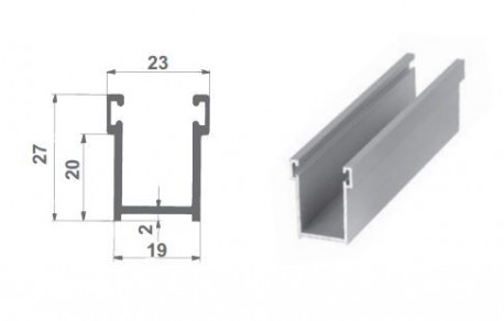 Guida 28x17 alluminio verniciato bianco con spazzolino