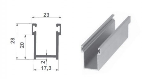 Guida 28x17 in alluminio verniciato marrone, con spazzolino