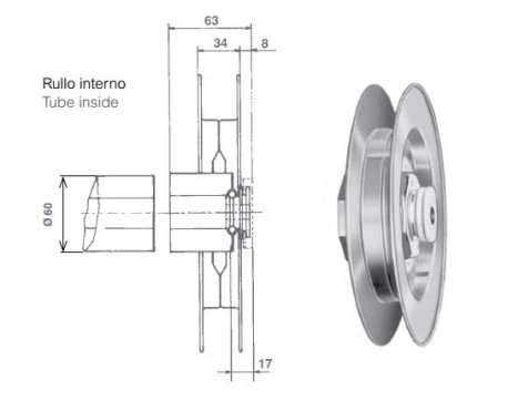 Puleggia per avvolgitore Omega, da 190 mm di diametro